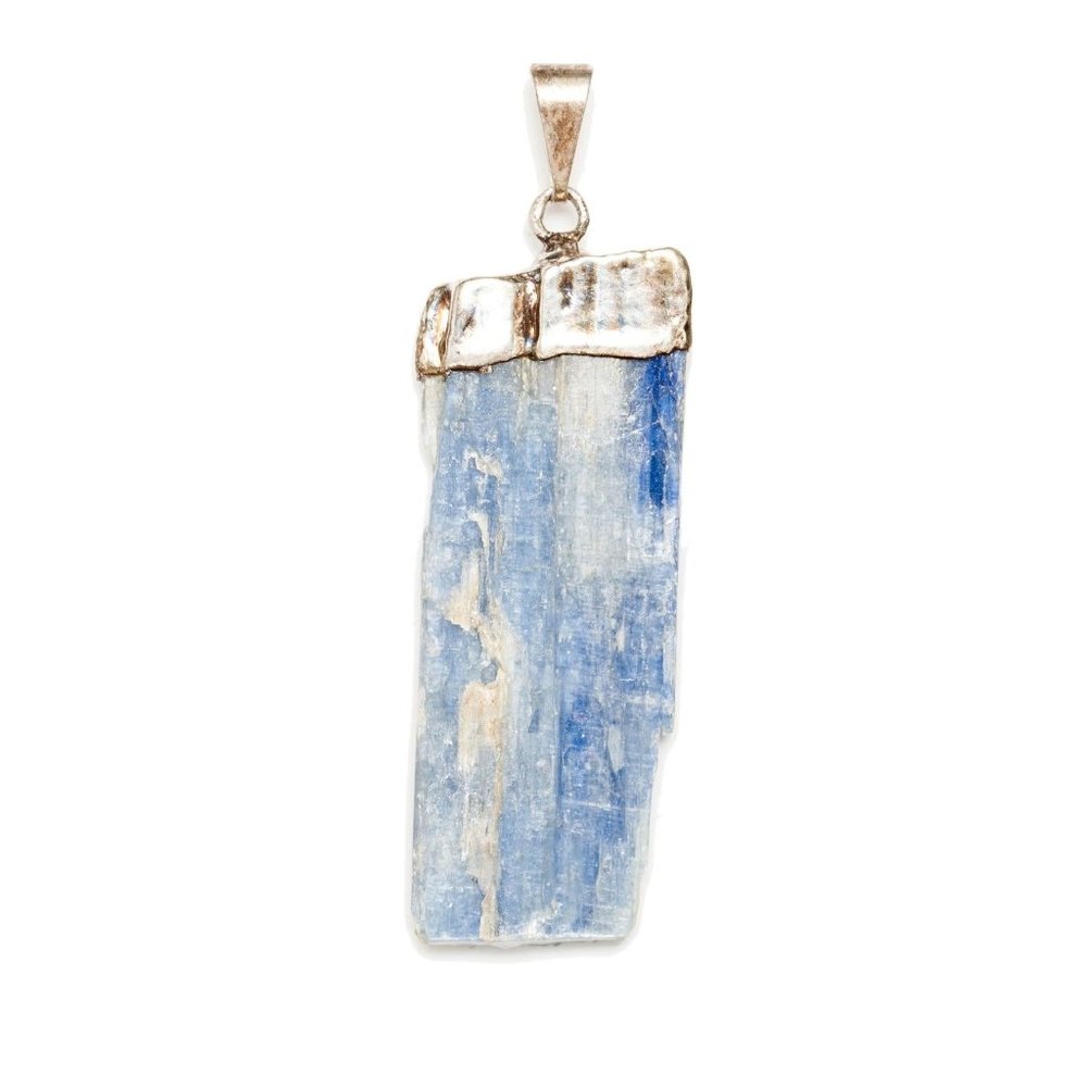Natural Blue Kyanite Blade Crystal Silver Necklace Pendant Heal Gemstone Jewelry